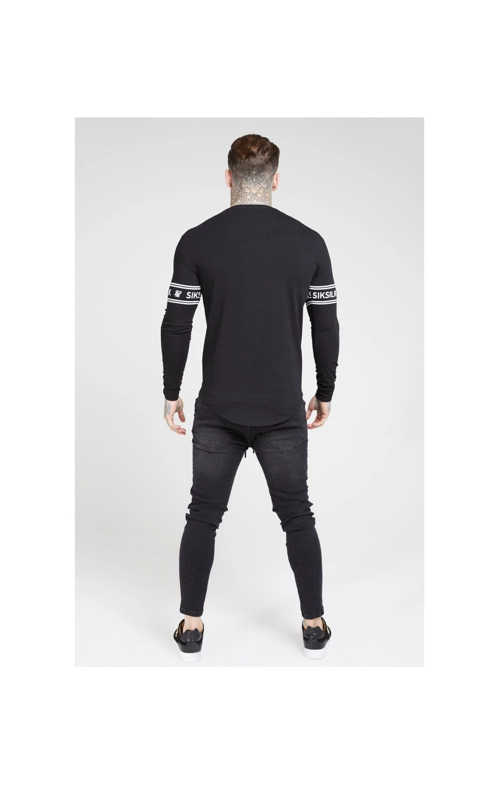 SikSilk L/S Branded Gym Tee – Black - Image 5