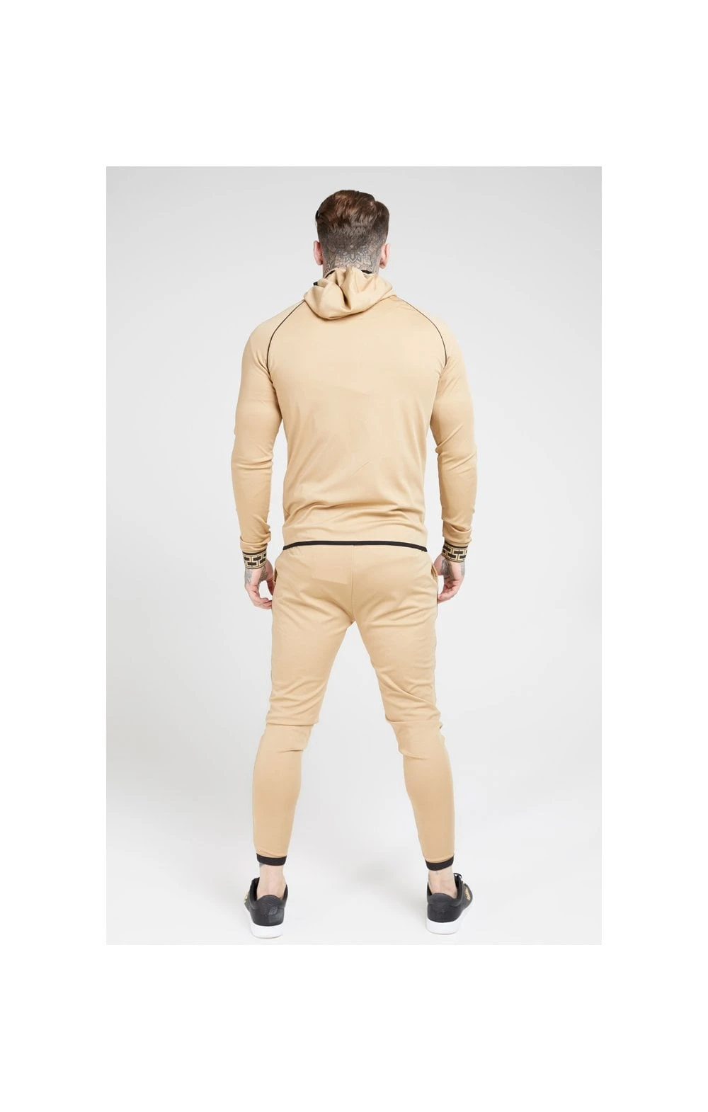 SikSilk Scope Zip Through Hoodie – Beige - Image 5