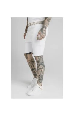 SikSilk Chain Rib Relaxed Shorts - White