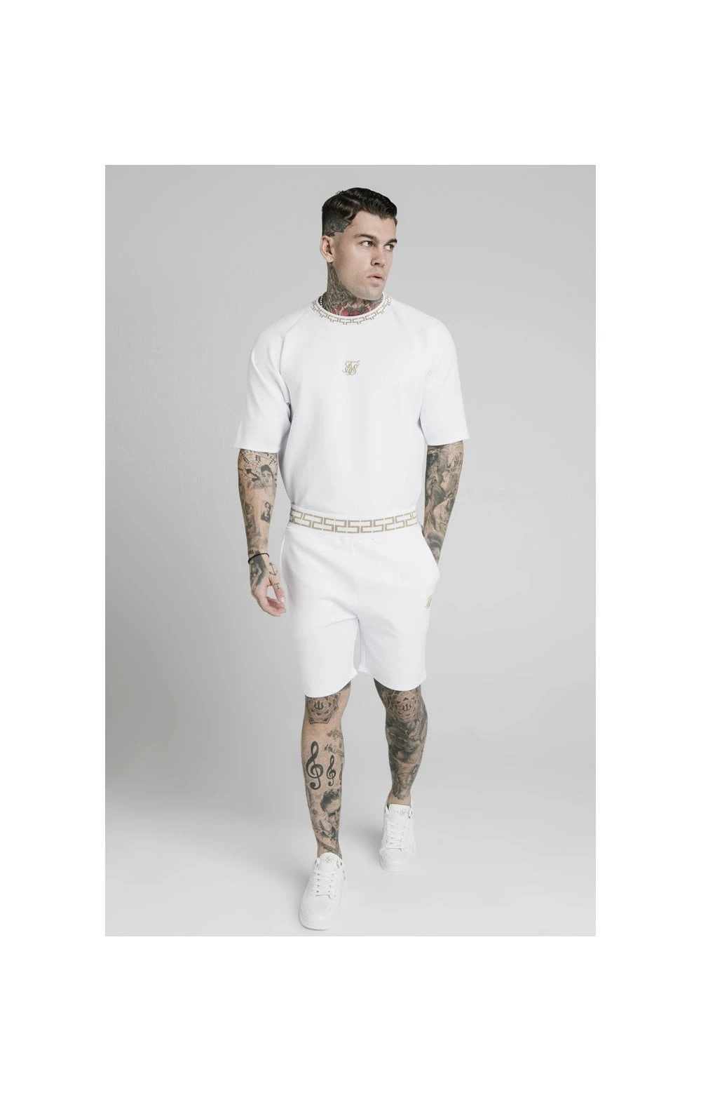 SikSilk Chain Rib Relaxed Shorts - White - Image 4