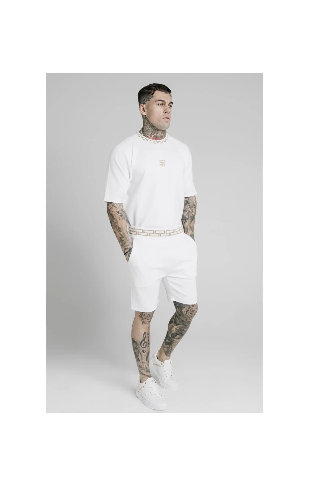 SikSilk Chain Rib Relaxed Shorts - White - Image 5