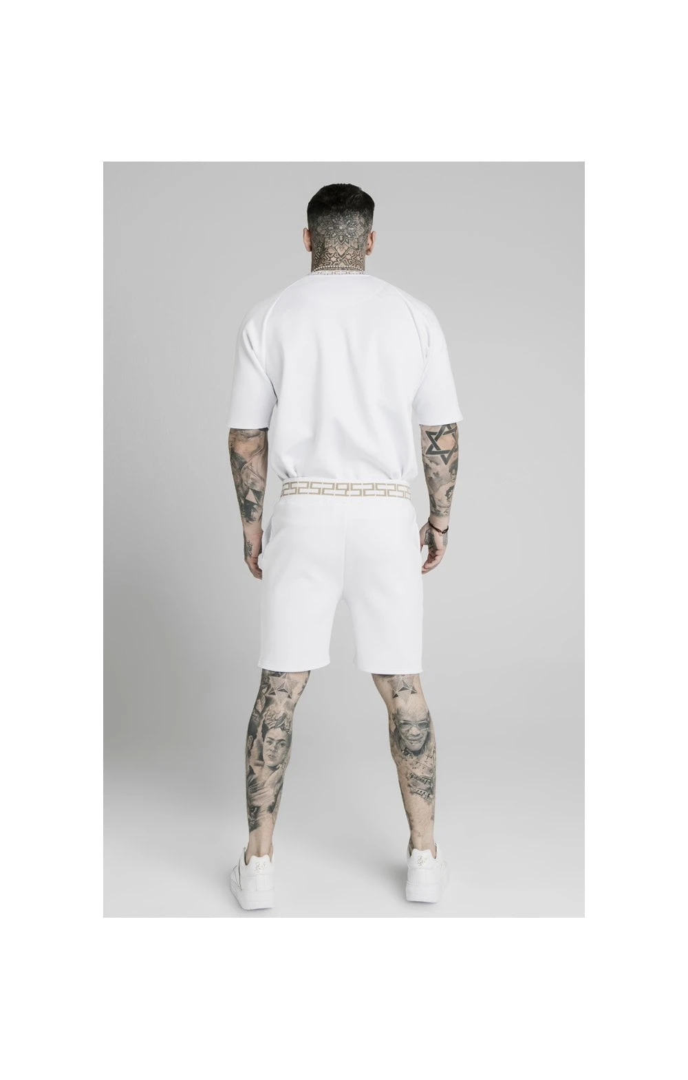 SikSilk Chain Rib Relaxed Shorts - White - Image 6