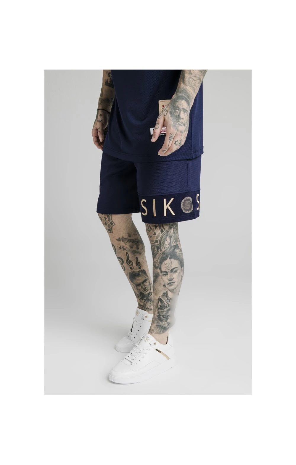 SikSilk Eyelet Panel Relaxed Fit Shorts - Navy Eclipse - Image 3