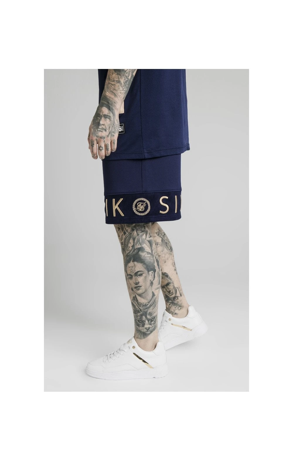 SikSilk Eyelet Panel Relaxed Fit Shorts - Navy Eclipse - Image 4