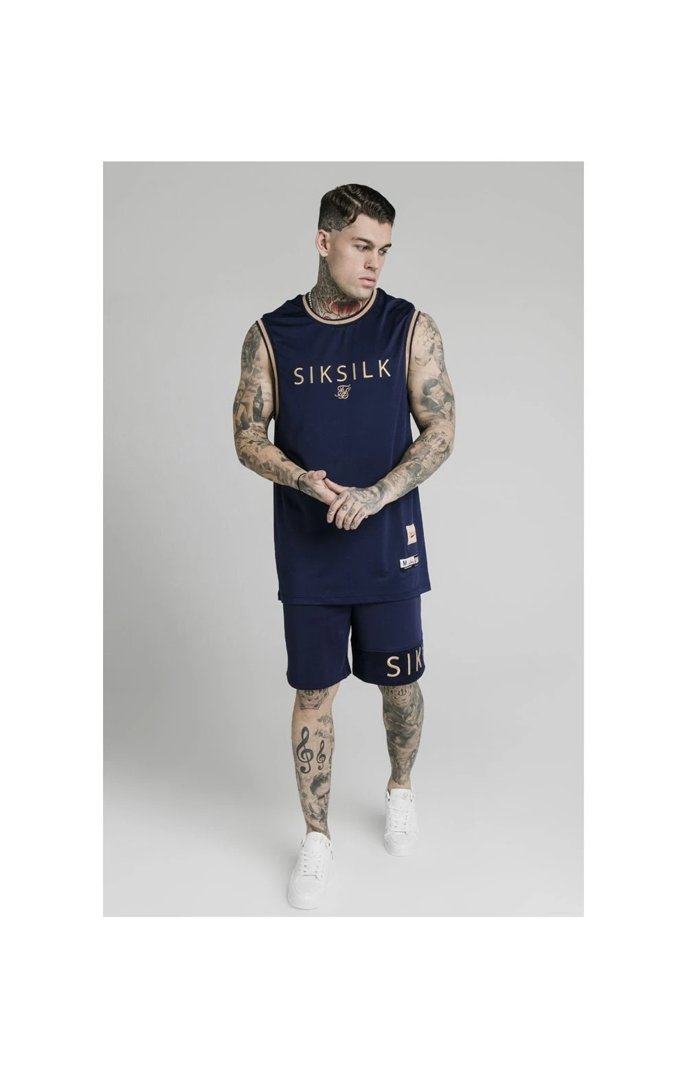 SikSilk Eyelet Panel Relaxed Fit Shorts - Navy Eclipse - Image 5