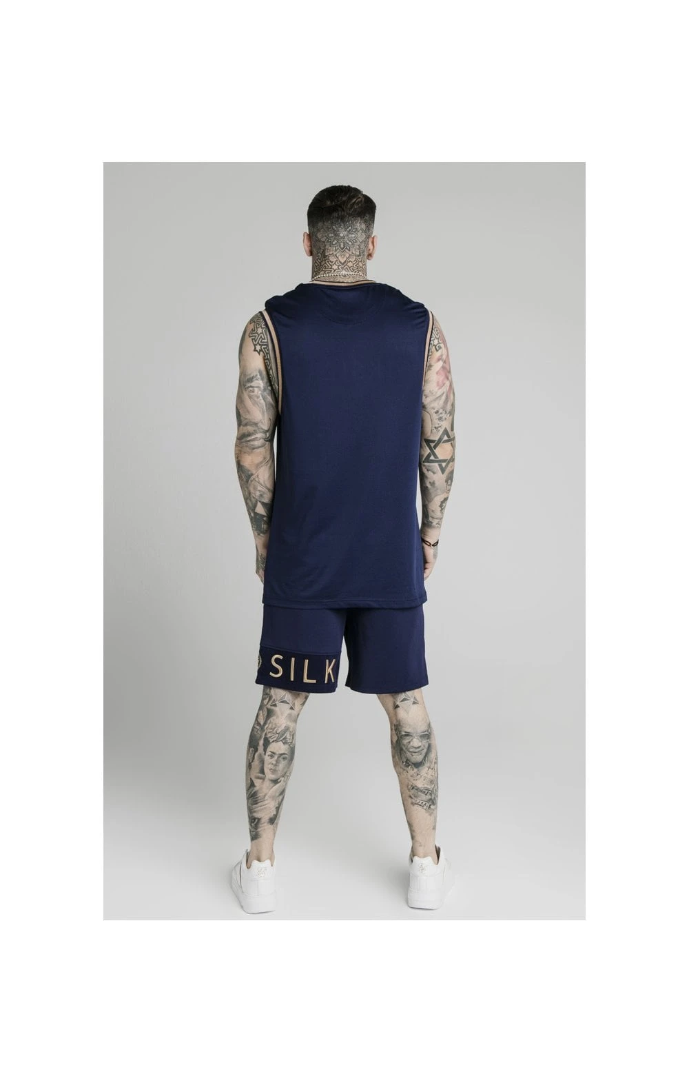 SikSilk Eyelet Panel Relaxed Fit Shorts - Navy Eclipse - Image 9