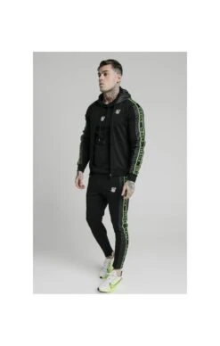SikSilk Hyper Tape Bomber Jacket - Black & Neon Fluro