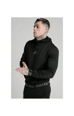 SikSilk Active Muscle Fit Overhead Hoodie - Black