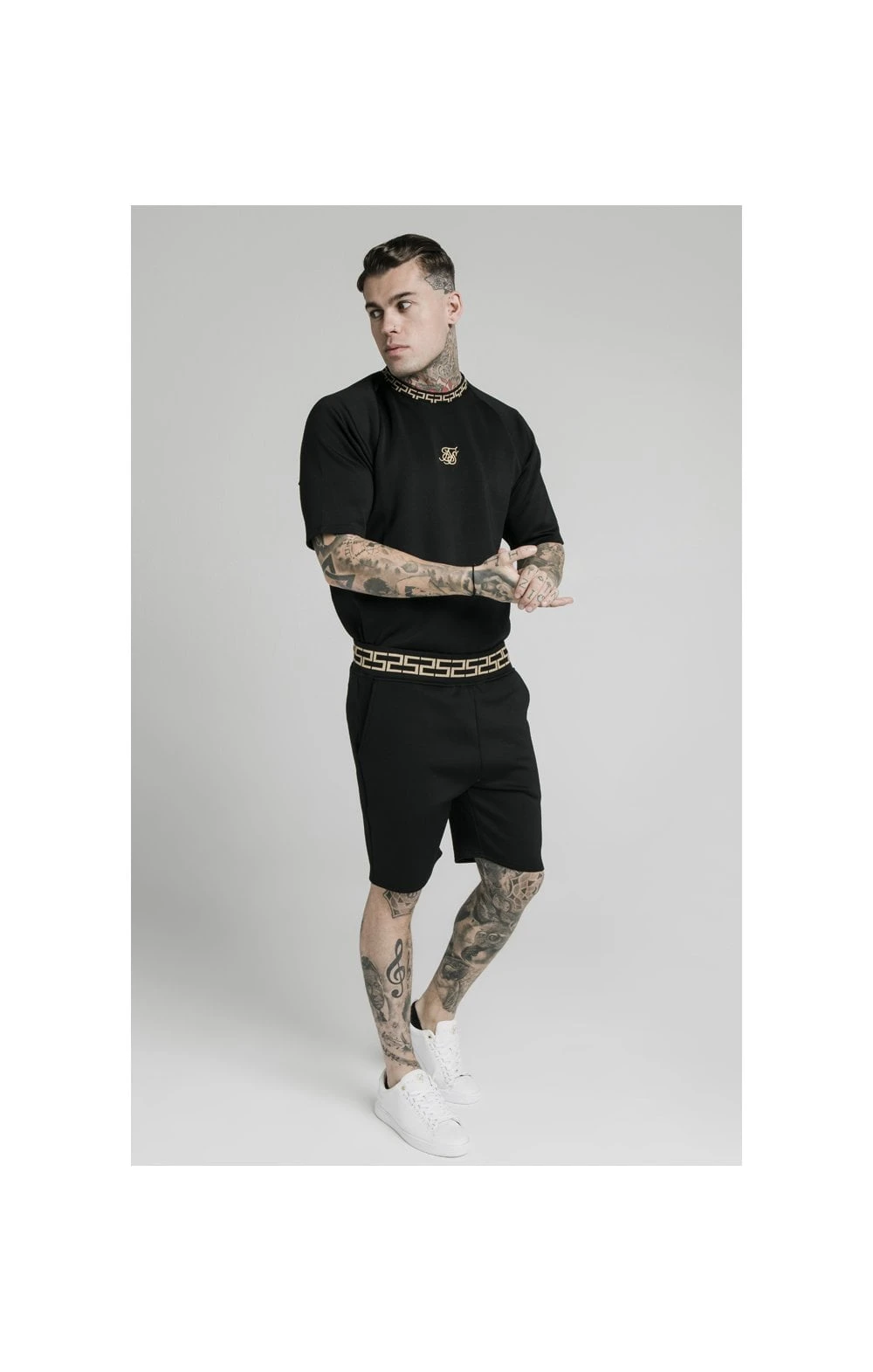 SikSilk Chain Rib Relaxed Shorts - Black - Image 3