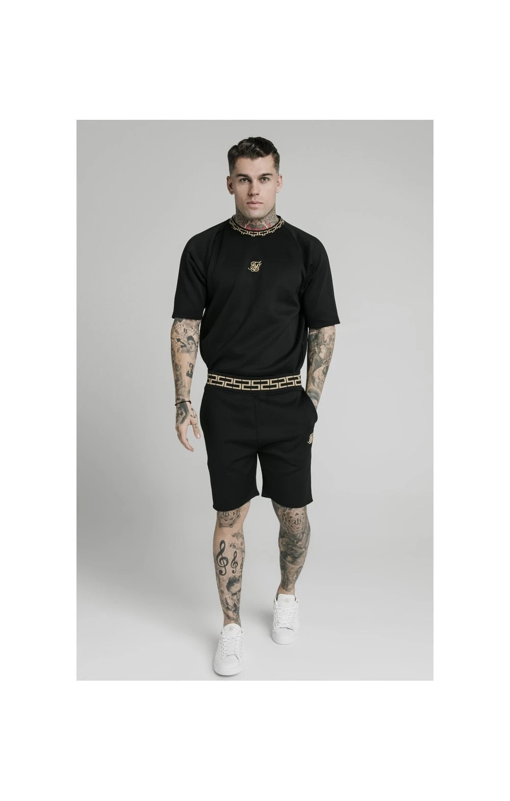 SikSilk Chain Rib Relaxed Shorts - Black - Image 2