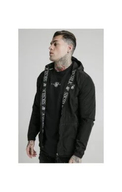 SikSilk Zip Through Windbreaker Jacket - Black