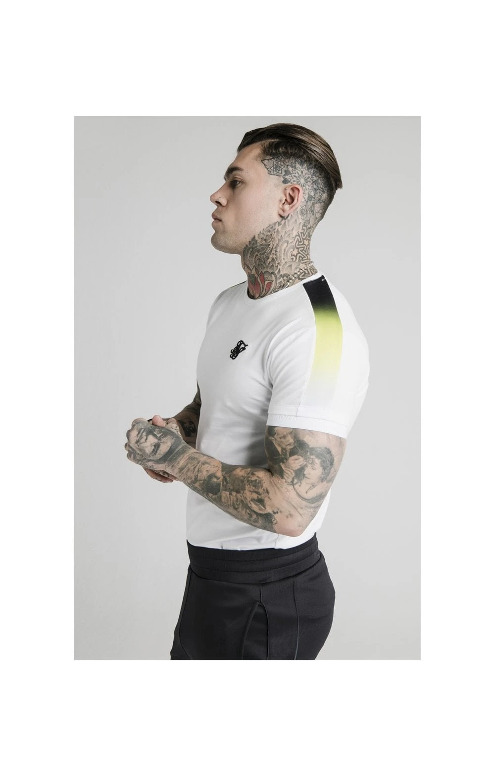 SikSilk S/S Fade Panel Tech Tee - White - Image 2