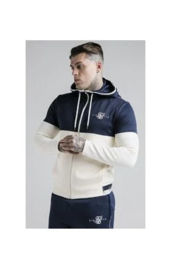 SikSilk Agility Deluxe Zip Through Hoodie - Navy & Off White
