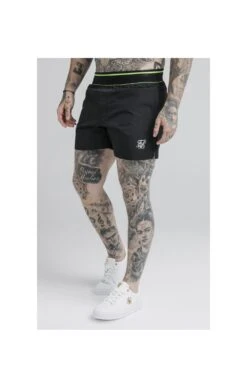 SikSilk Adapt Crushed Nylon Swim Shorts - Black