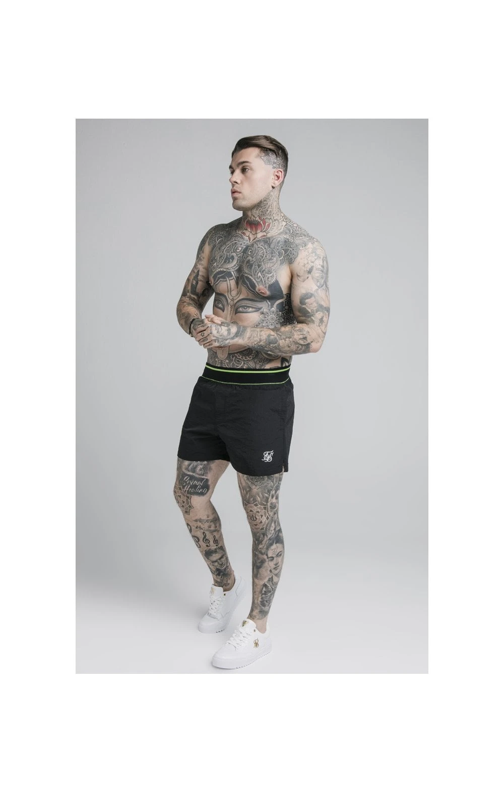 SikSilk Adapt Crushed Nylon Swim Shorts - Black - Image 3