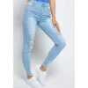 SikSilk Distressed Skinny Jeans - Ice Blue