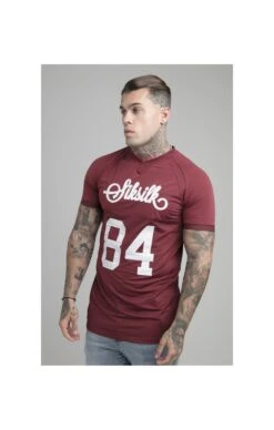SikSilk Burgundy Stretch Sports T-Shirt
