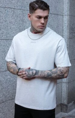 SikSilk Snow Marl Oversized Chain T-Shirt