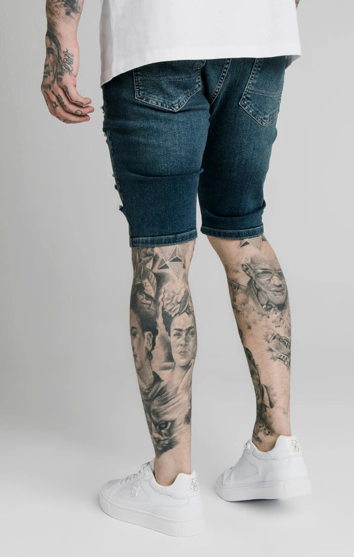 SikSilk Midstone Skinny Distressed Denim Short - Image 3