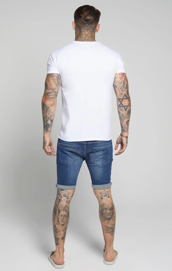 SikSilk Midstone Skinny Distressed Denim Short - Image 5