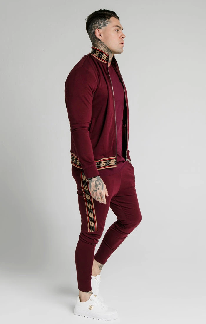 SikSilk Jacquard Retro Zip Through - Burgundy - Image 4