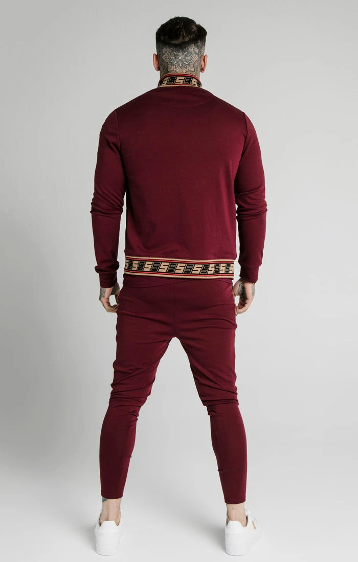 SikSilk Jacquard Retro Zip Through - Burgundy - Image 5