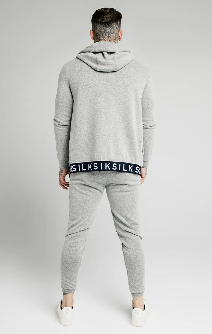 SikSilk Elastic Jacquard Zip Through Hoodie β Grey - Image 5