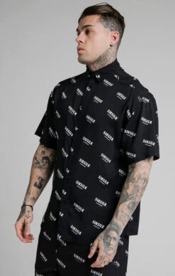 SikSilk Black Print Resort Shirt