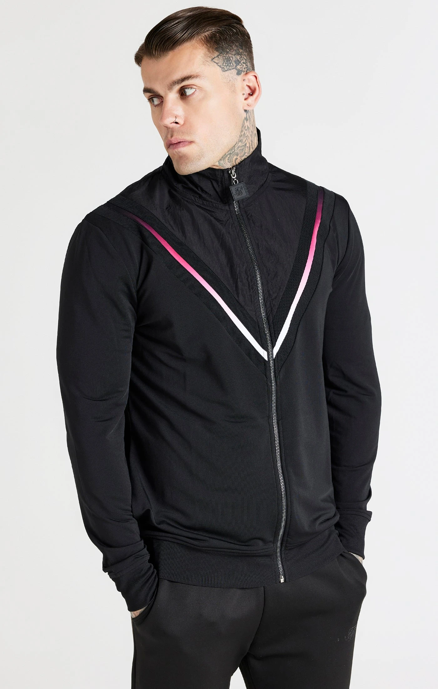 SikSilk Black Fade Quarter Zip Funnel