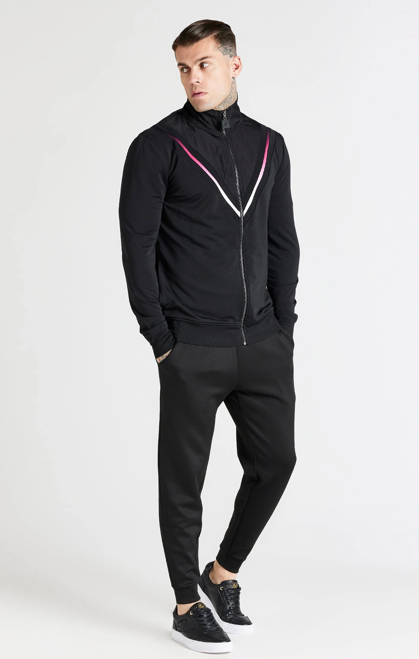 SikSilk Black Fade Quarter Zip Funnel - Image 3