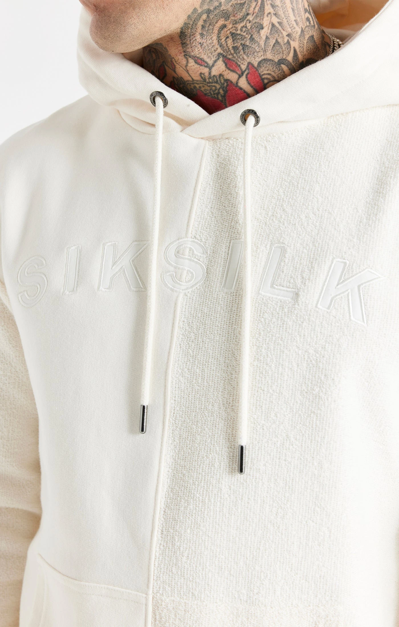 SikSilk Ecru Half And Half Overhead Hoodie - Image 2