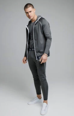 SikSilk Grey Signature Tape Zip Through Hoodie