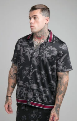 SikSilk Black Hawaii Resort Shirt