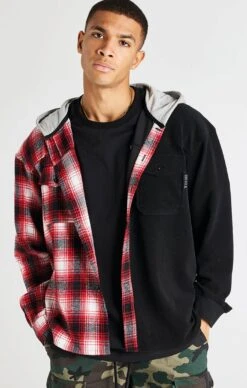 SikSilk Black Half Contrast Hooded Shirt