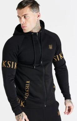 SikSilk Black Dynamic Zip Through Hoodie