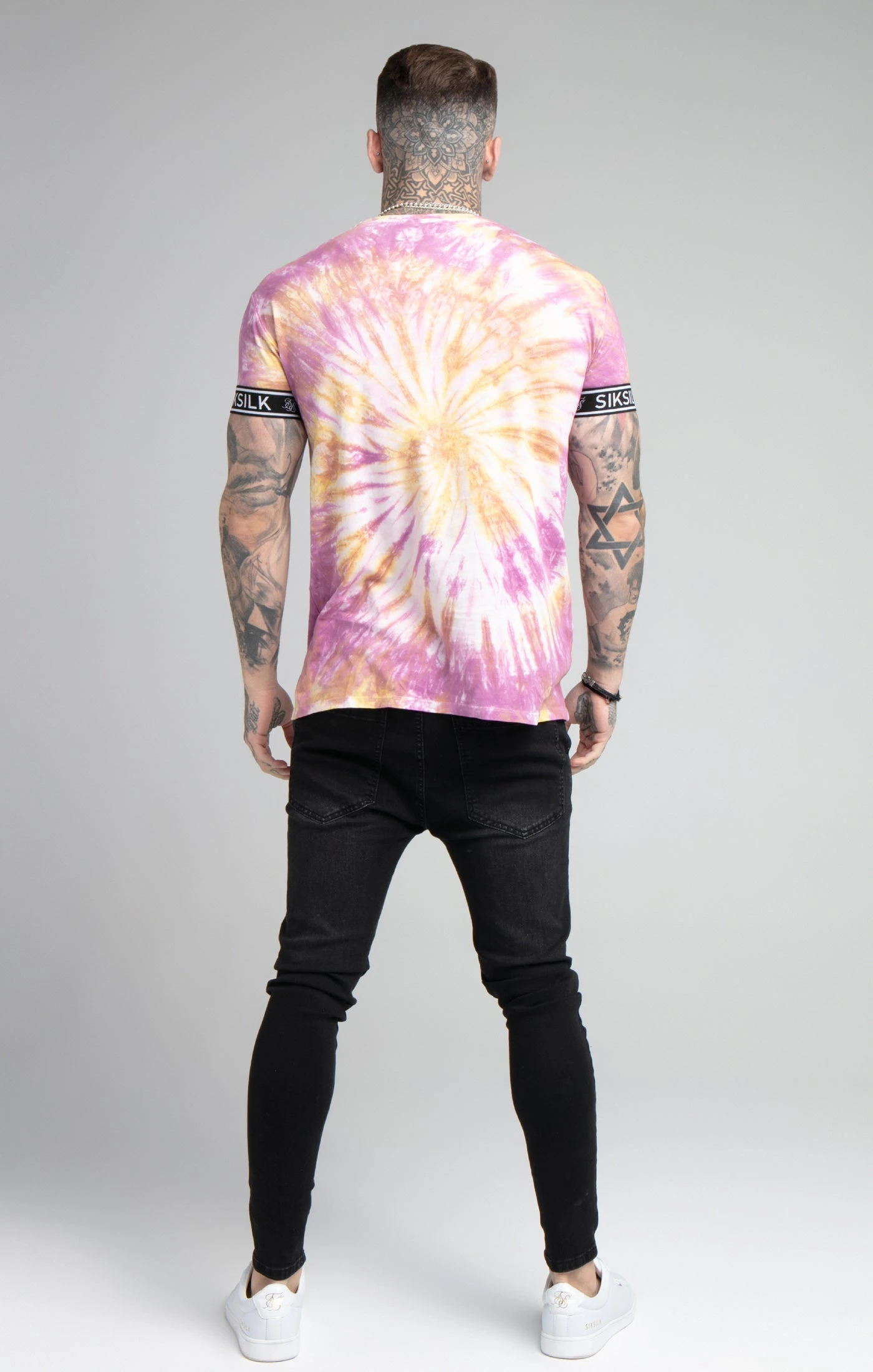 SikSilk Pink Tie Dye Elastic Cuff T-Shirt - Image 5