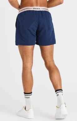 SikSilk Navy Embroidered Logo Short