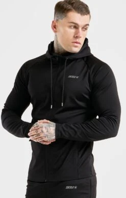 SikSilk Black Sports Zip Through Hoodie