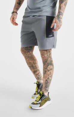 SikSilk Grey Sports Marl Woven Short