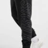 SikSilk Black Sports Relaxed Fit Large Branding Pant