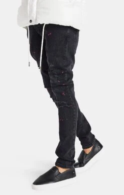 Messi X SikSilk Black Distressed Slim Fit Jean