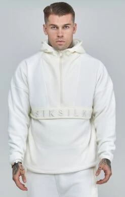 SikSilk Ecru Half Zip Polar Fleece Hoodie