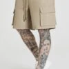 SikSilk Beige Ripstop Cargo Short