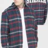 SikSilk Navy Towelling Logo Long Sleeve Check Shirt