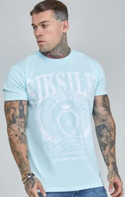 SikSilk Blue Varsity Boxy Fit T-Shirt