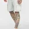 SikSilk Grey Relaxed Fit Cargo Short