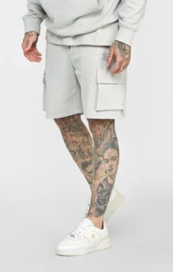 SikSilk Grey Relaxed Fit Cargo Short