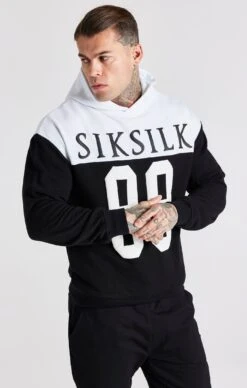 SikSilk Black Retro 89 Print Oversized Hoodie
