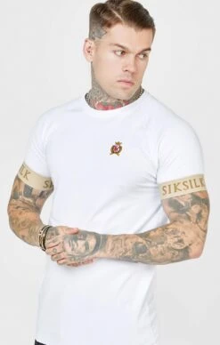 SikSilk White Crest Elasticated Cuff T-Shirt