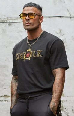 SikSilk Black Crest Oversized T-Shirt